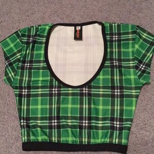 J Valentine Green Plaid Crop Top